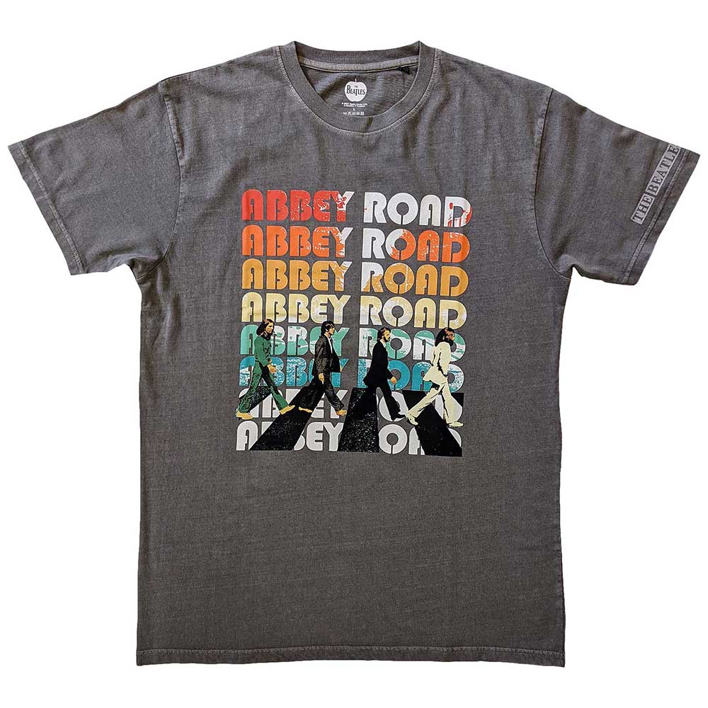 THE BEATLES - ABBEY STACKED - T-Shirt Grey