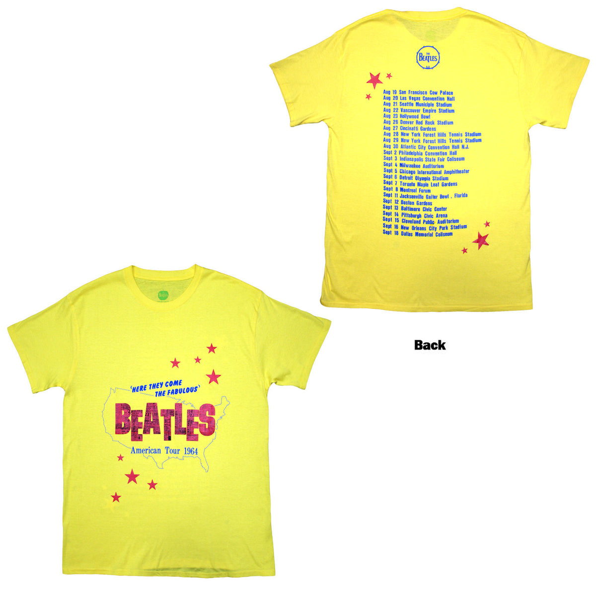 THE BEATLES - AMERICAN TOUR '64 - T-Shirt Yellow