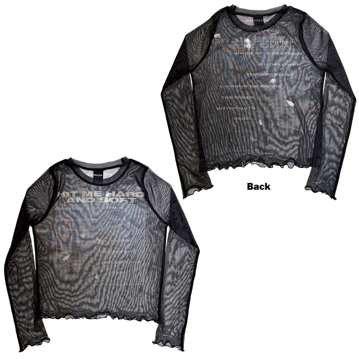 BILLIE EILISH - HMHAS TRACKLIST - Ladies Long Sleeve Crop Top Black