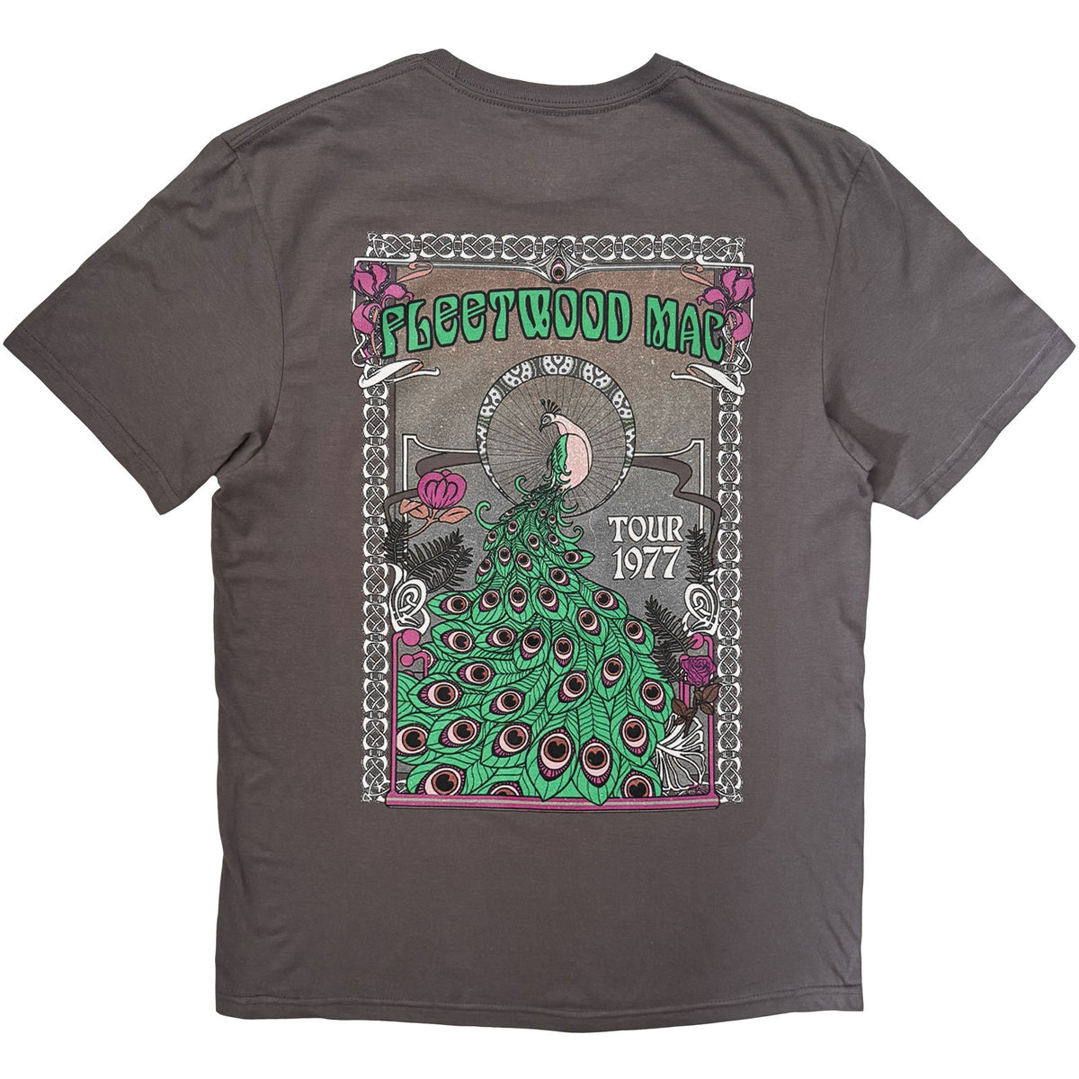 FLEETWOOD MAC - PEACOCK TOUR '77 - T-Shirt Charcoal Grey