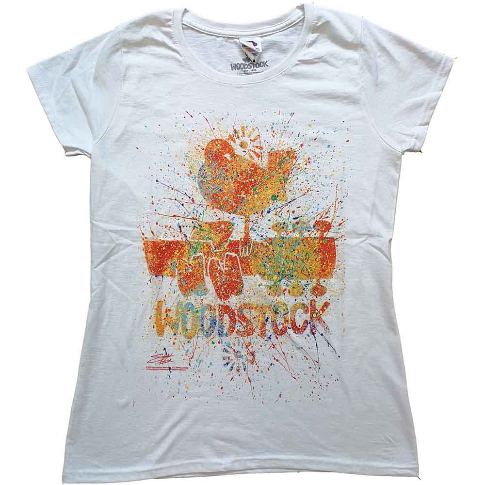 WOODSTOCK - SPLATTER - Ladies T-Shirt White