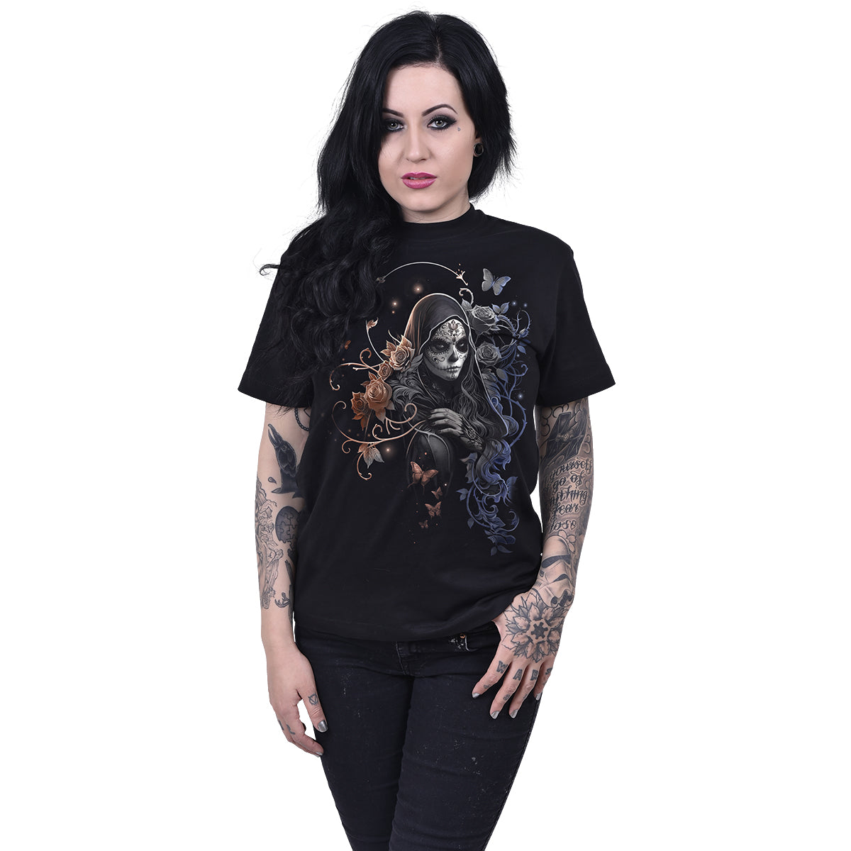 GOTHIC GRACE - Front Print T-Shirt Black