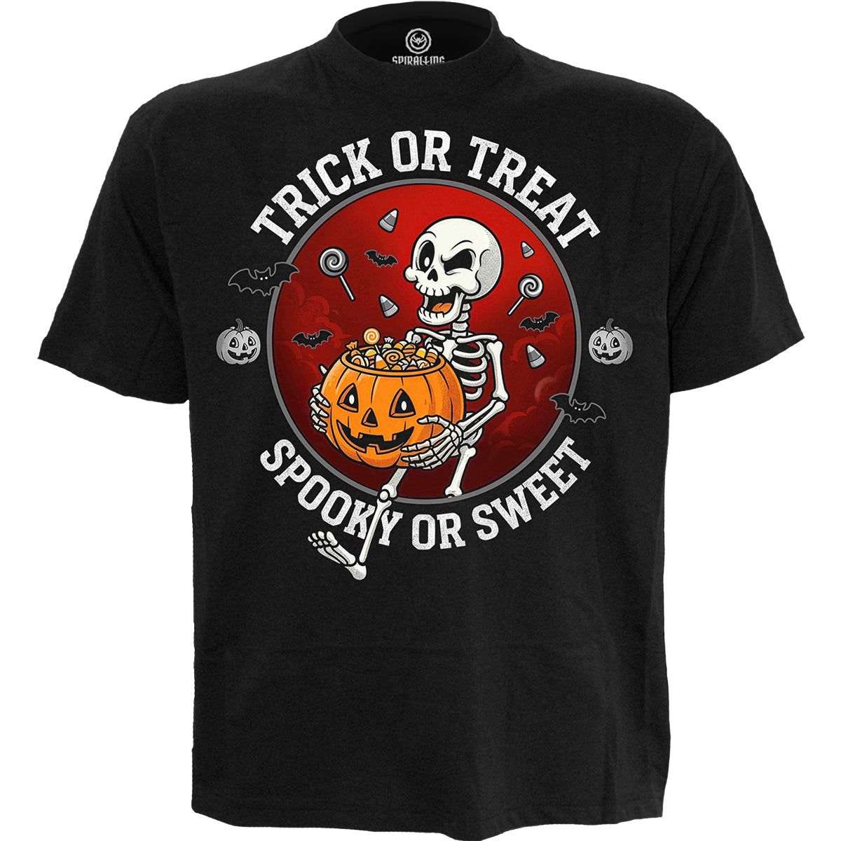 SPOOKY OR SWEET - Front Print T-Shirt Black