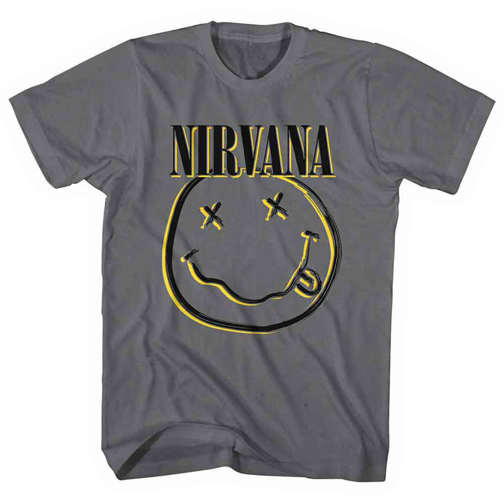 NIRVANA - INVERSE HAPPY FACE - T-Shirt Grey