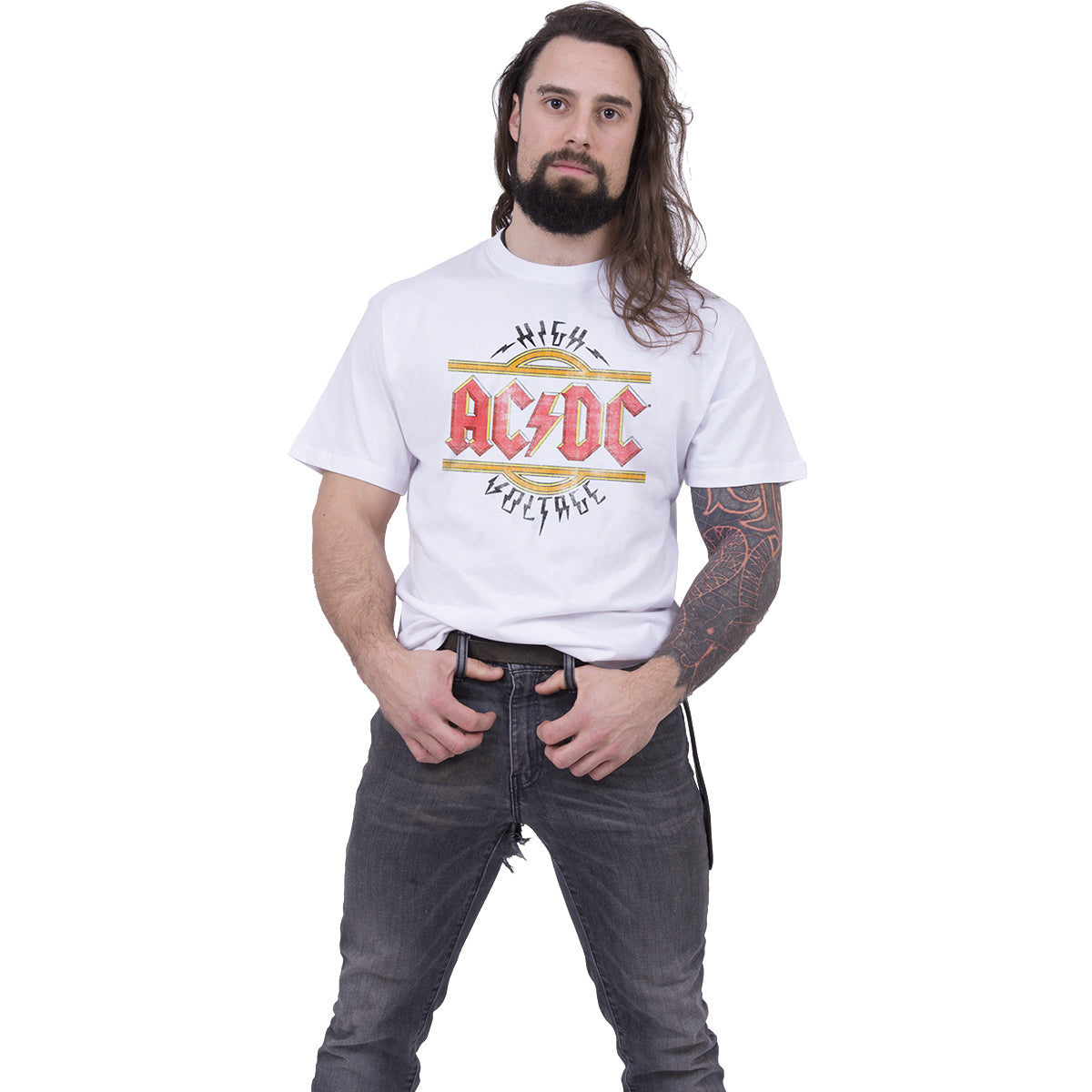 AC/DC - VINTAGE HIGH VOLTAGE - T-SHIRT - Front Print T-Shirt White