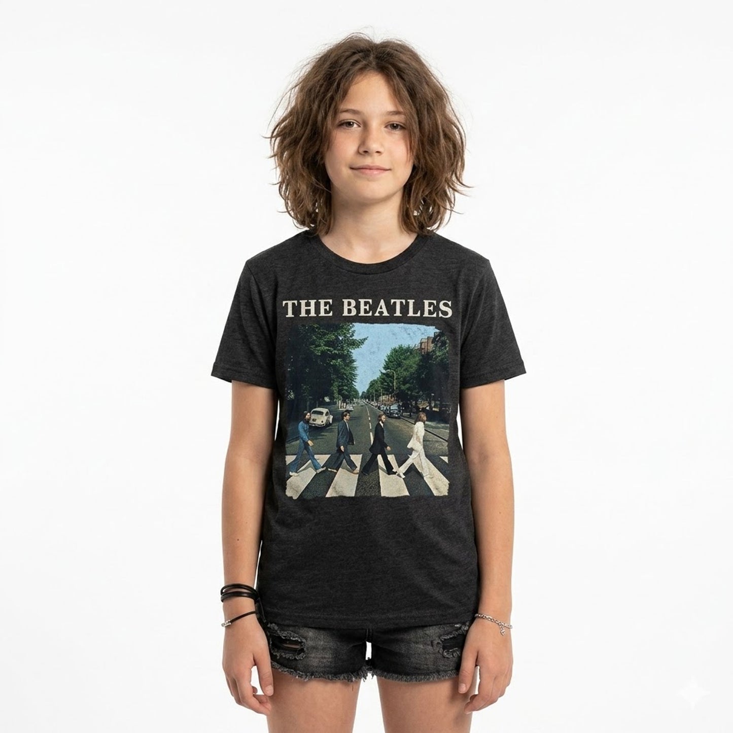 THE BEATLES - ABBEY ROAD & LOGO - Kids T-Shirt Black