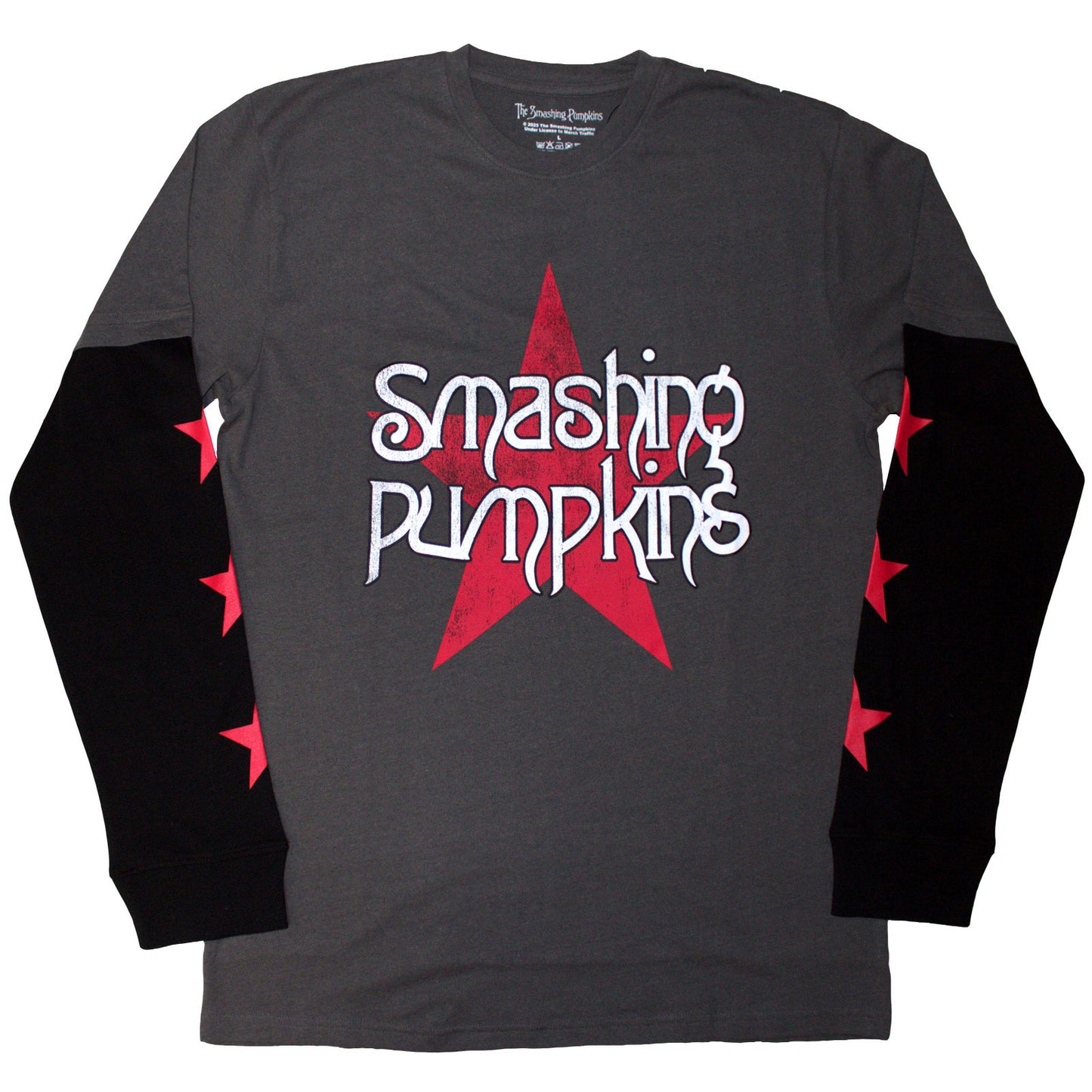 SMASHING PUMPKINS, THE - STAR LOGO - Layered Long Sleeve T-Shirt Black, Grey (Sleeve Print)