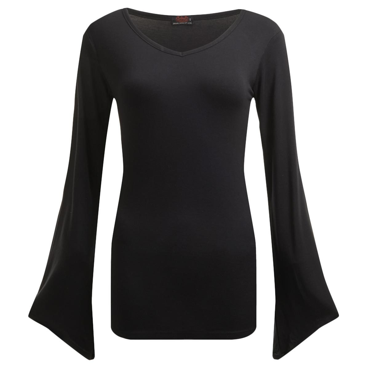 GOTHIC ELEGANCE - V Neck Goth Sleeve Top Black - Spiral USA