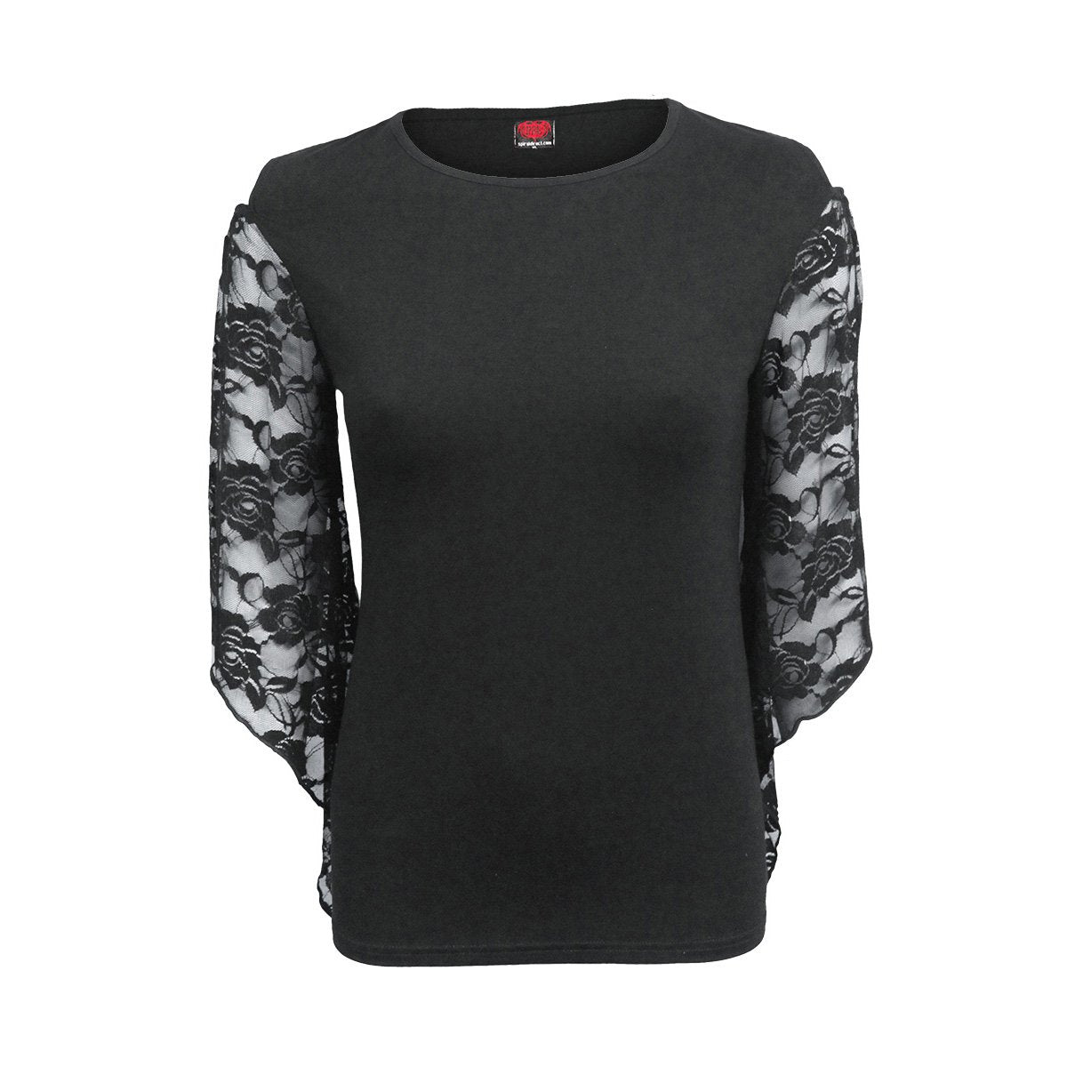 GOTHIC ELEGANCE - Rose Lace Sleeve Top - Spiral USA