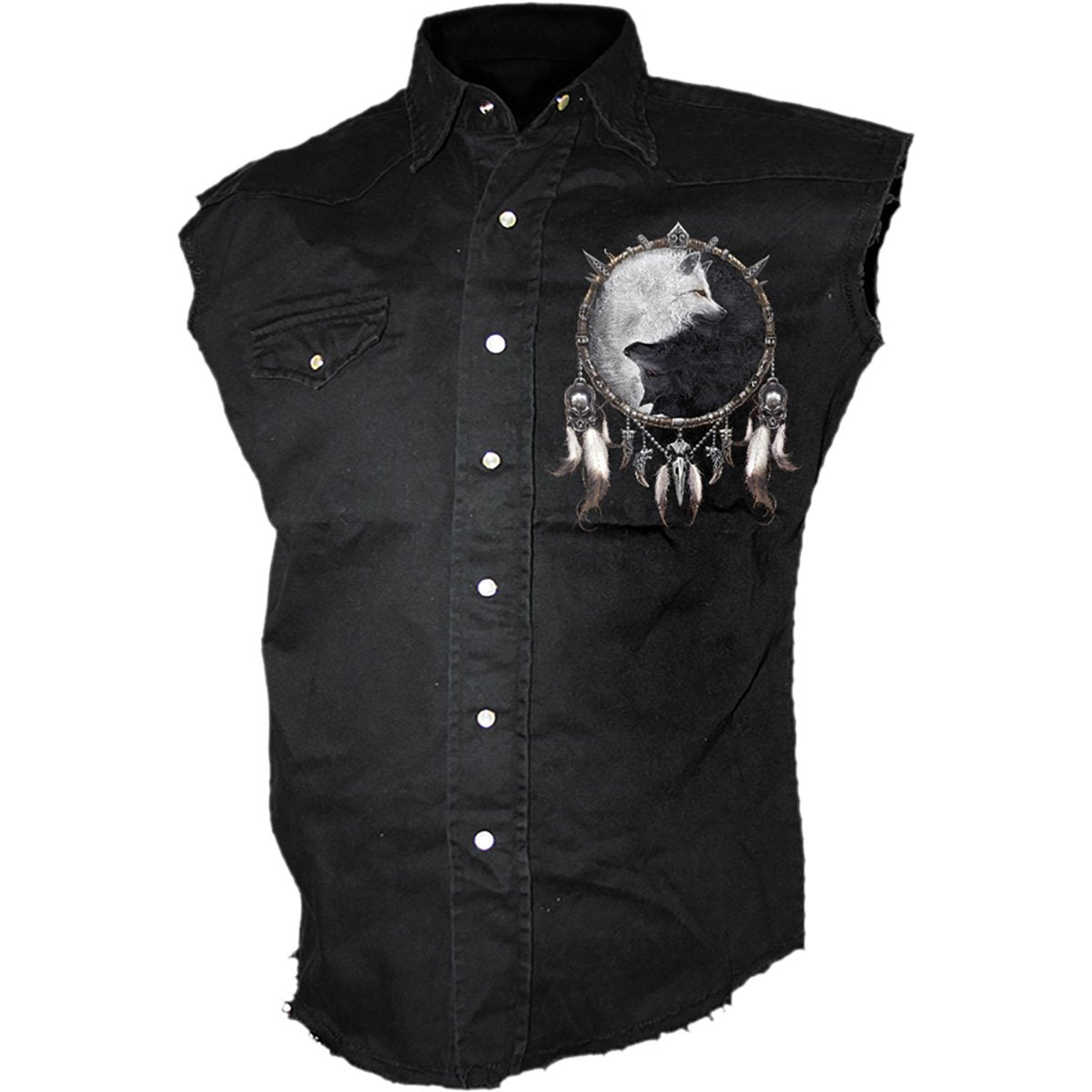WOLF CHI - Sleeveless Stone Washed Worker Black - Spiral USA