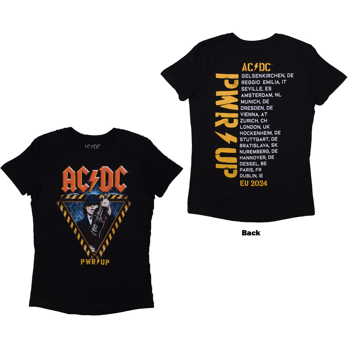 AC/DC - ANGUS TRIANGLE PWR-UP EU TOUR '24 - Ladies T-Shirt Black