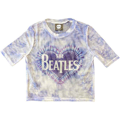 THE BEATLES - HEART & DROP T LOGO - Ladies Crop Top White