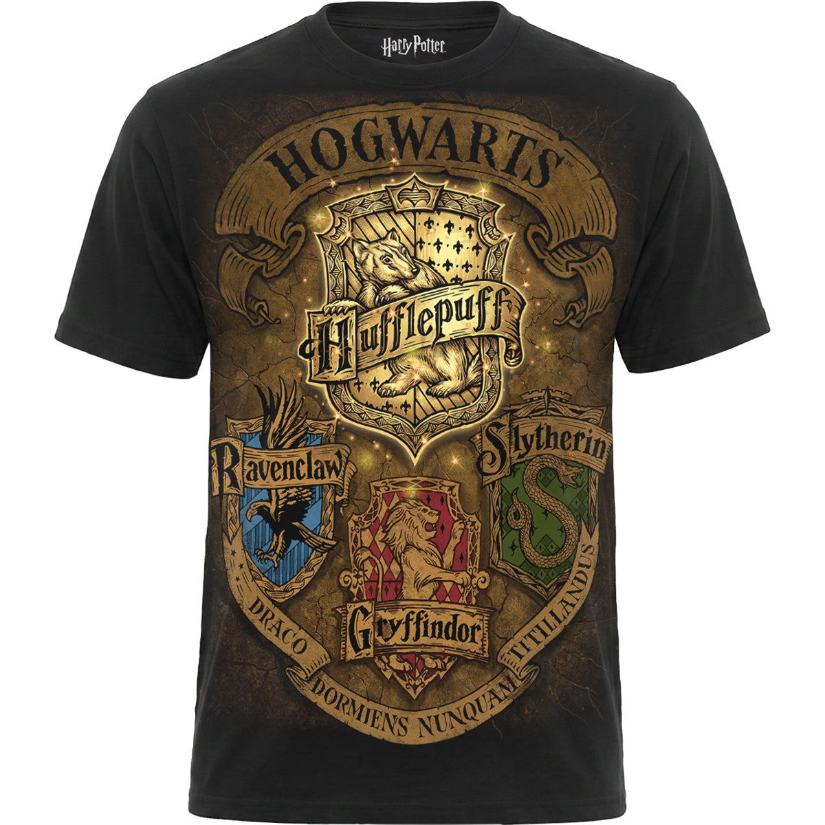 HARRY POTTER - HUFFLEPUFF CREST II - Front Print T-Shirt Black