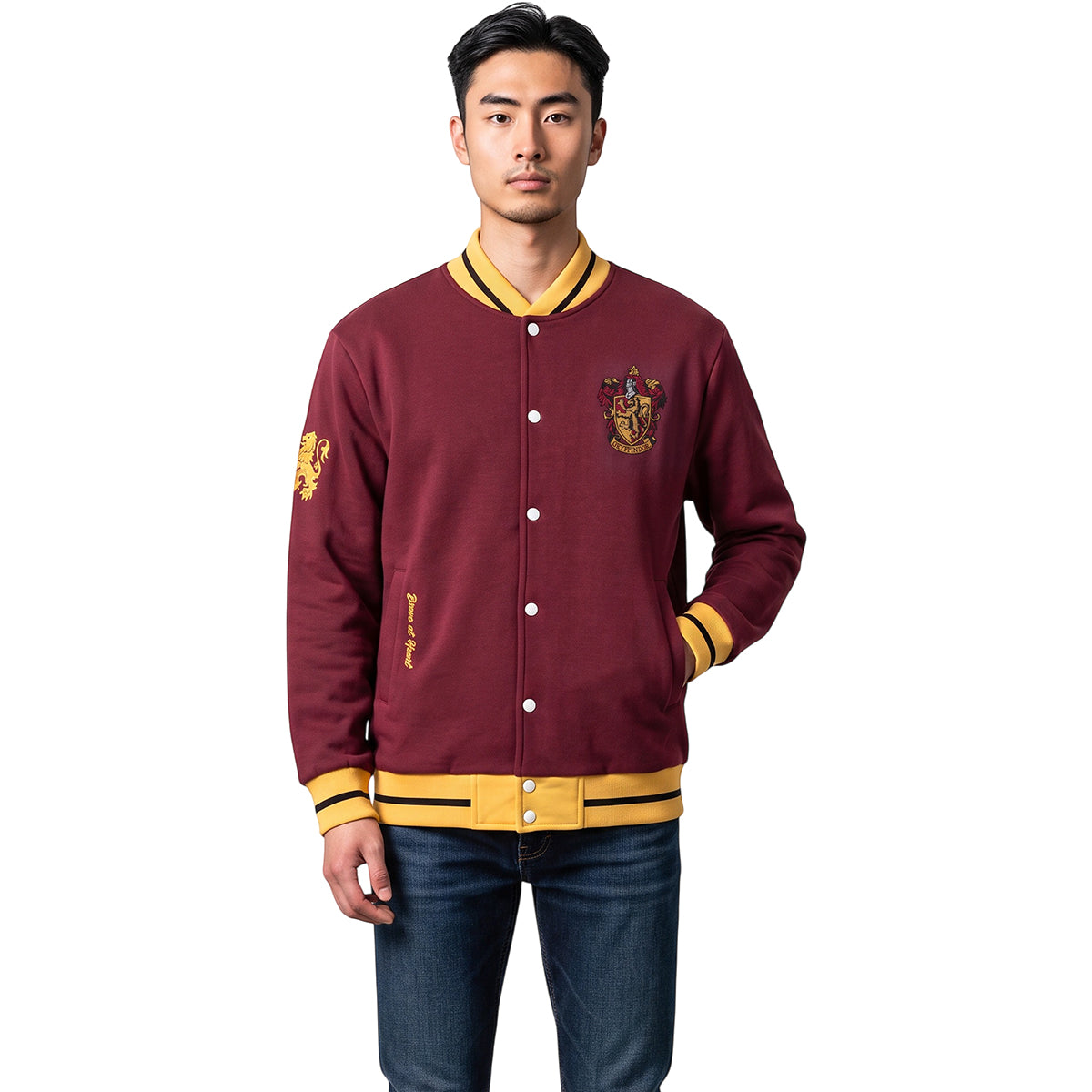 HARRY POTTER - GRYFFINDOR CREST SLOGAN - Baseball Jacket Dk Maroon Yellow Trim