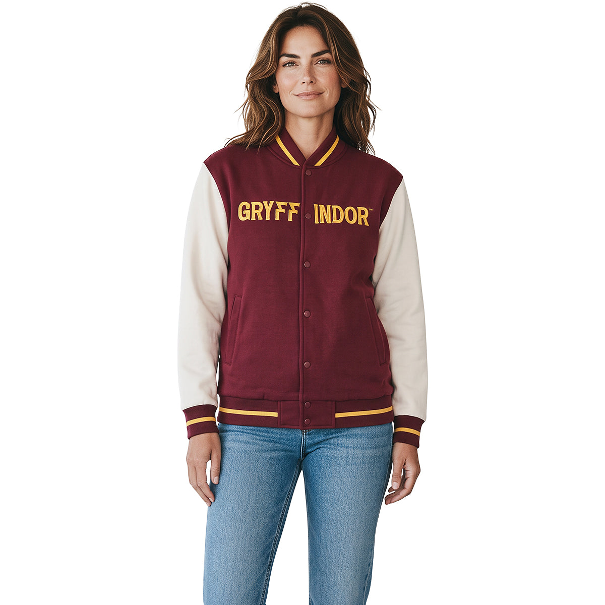 HARRY POTTER - GRYFFINDOR HOUSE NAME - Baseball Jacket Dk Maroon Contrast Slvs A