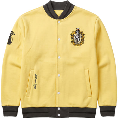 HARRY POTTER - HUFFLEPUFF CREST SLOGAN - Baseball Jacket Dk Yellow Black Trim