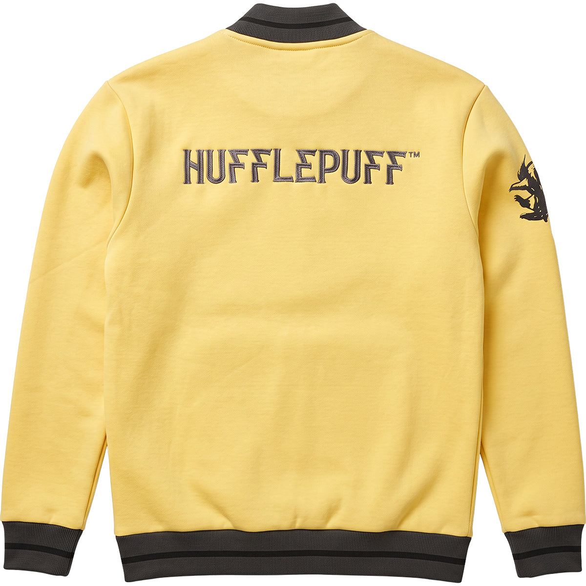 HARRY POTTER - HUFFLEPUFF CREST SLOGAN - Baseball Jacket Dk Yellow Black Trim