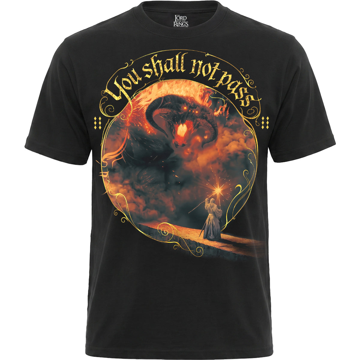 LOTR - BALROG BATTLE - Front Print T-Shirt Black