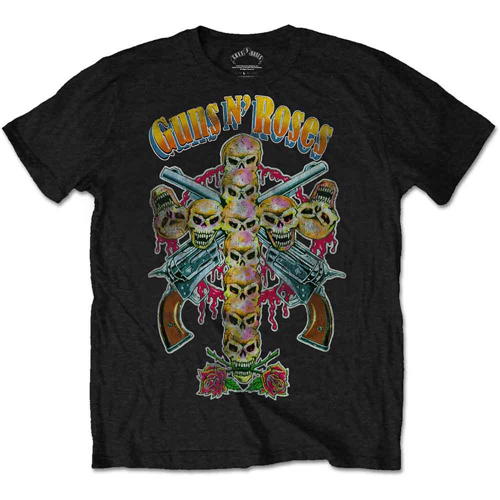 GUNS N' ROSES - SKULL CROSS 80S - T-Shirt Black