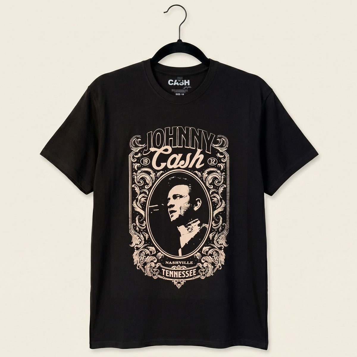 JOHNNY CASH - NASHVILLE - Carbon T-Shirt Black
