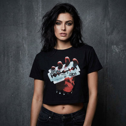 JUDAS PRIEST - BRITISH STEEL - Ladies Crop Top Black