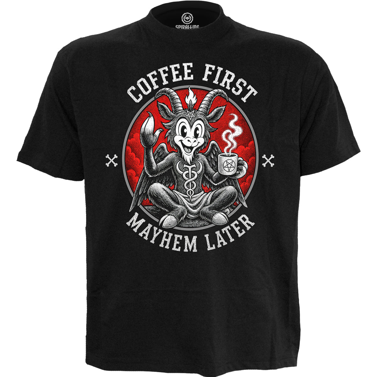 COFFEE AND MAYHEM  - Front Print T-Shirt Black