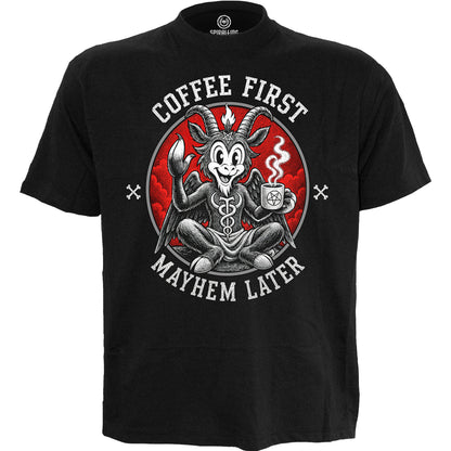 COFFEE AND MAYHEM  - Front Print T-Shirt Black