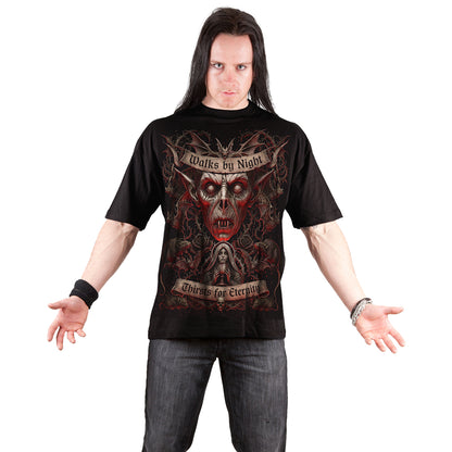 WALKS BY NIGHT - Front Print T-Shirt Black