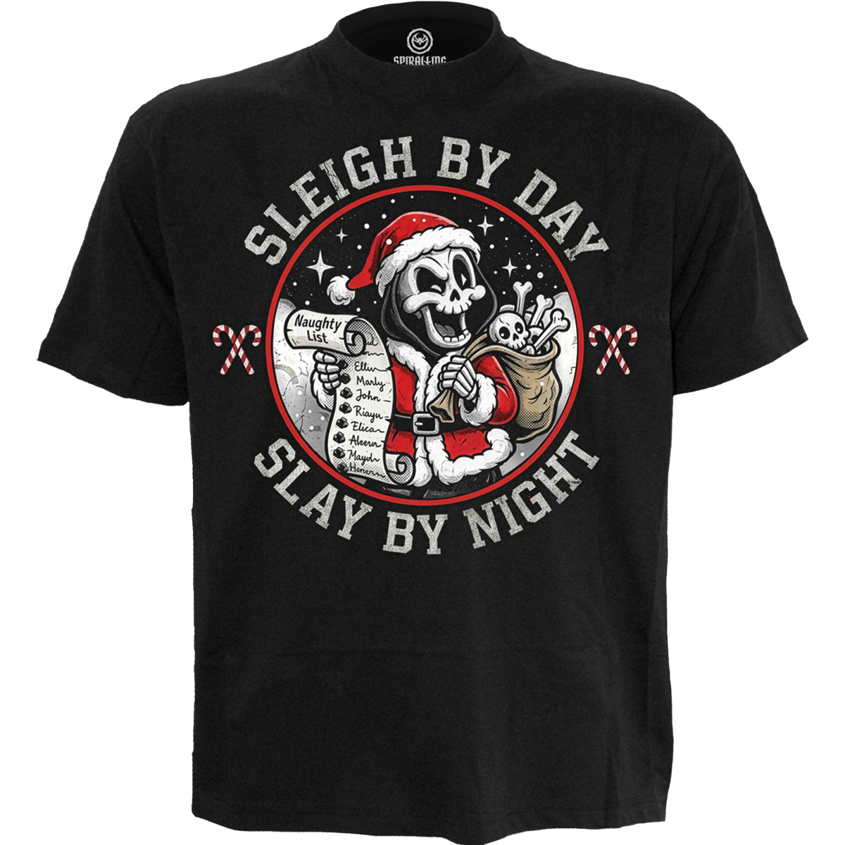 SLAY BY NIGHT - Front Print T-Shirt Black