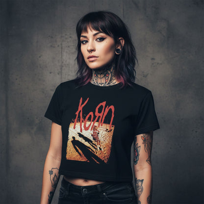 KORN - SHADOW PLAYGROUND - Ladies Crop Top Black