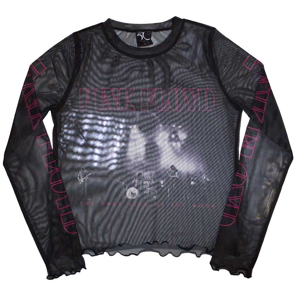 PINK FLOYD - LIVE BAND - Ladies Long Sleeve Crop Top Black
