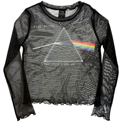PINK FLOYD - DSOTM COURIER - Ladies Long Sleeve Crop Top Black