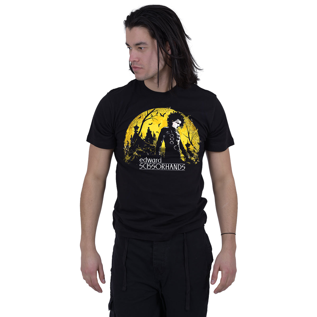 E SCISSORHANDS - MOONLIGHT - Front Print T-Shirt Black