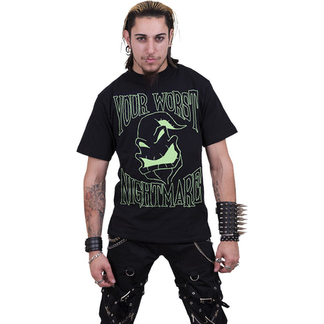 NIGHTMARE BEFORE CHRISTMAS - OOGIE BOOGIE GLOW IN THE DARK INK - Front Print T-Shirt Black