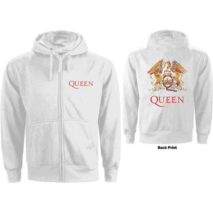 QUEEN - CLASSIC CREST - Ladies Zipped Hoodie White