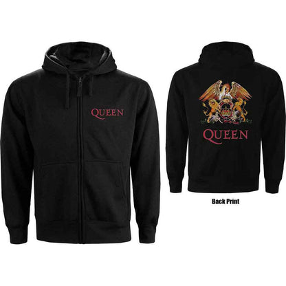 QUEEN - CLASSIC CREST - Zipped Hoodie Black