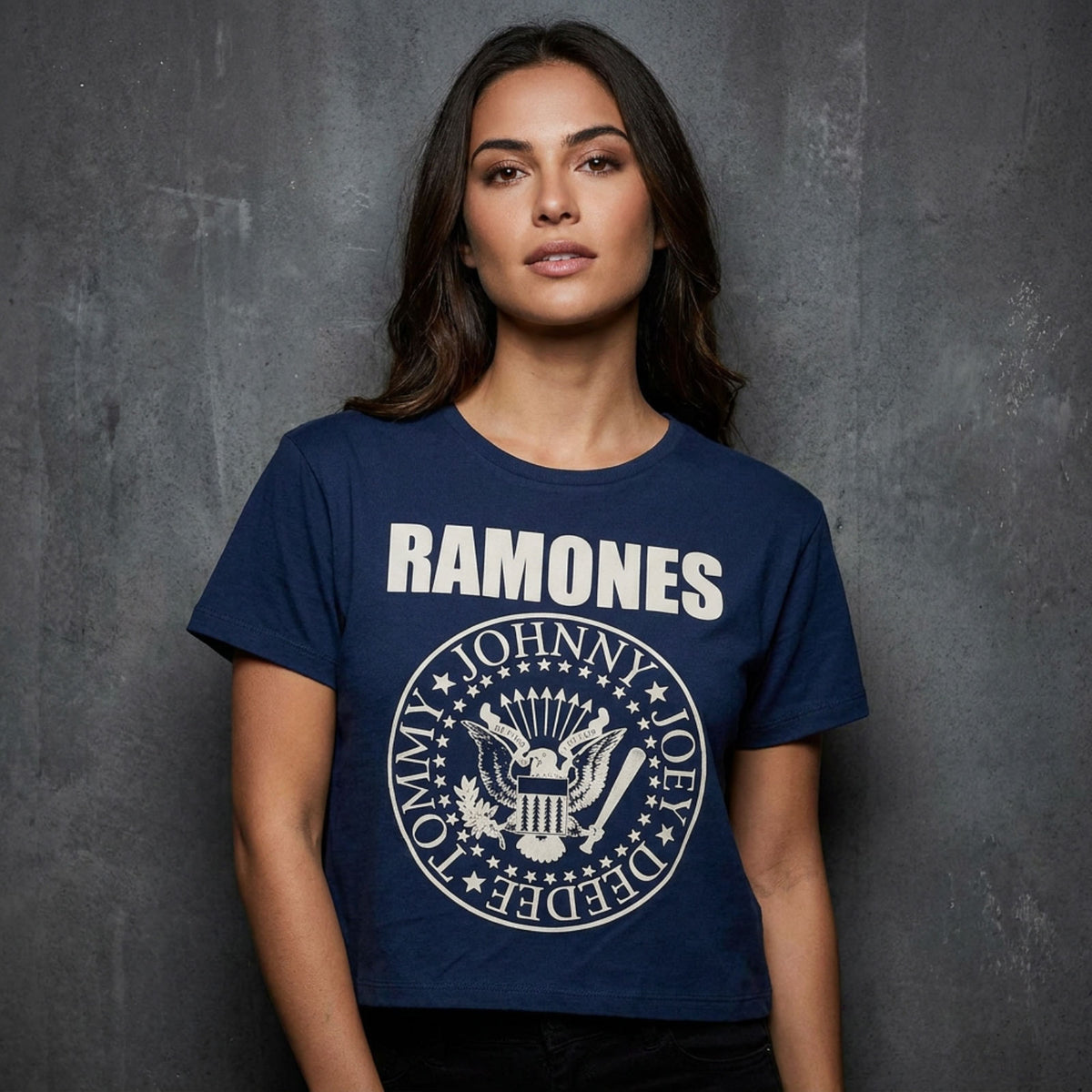 RAMONES - PRESIDENTIAL SEAL - Ladies Crop Top Blue