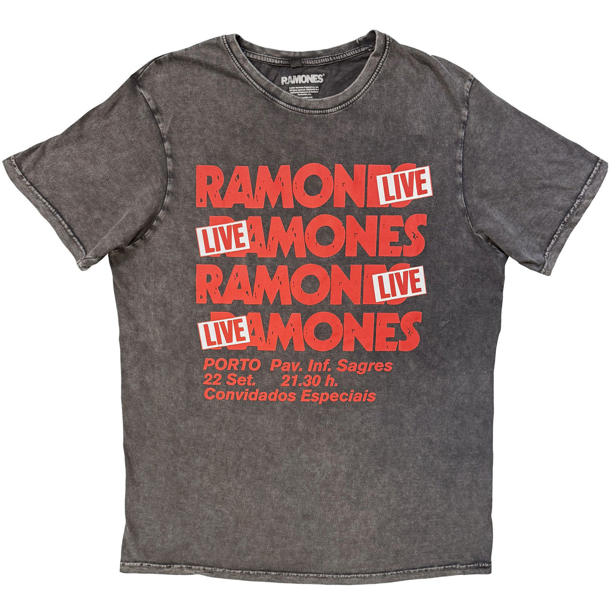RAMONES - CONCERT - Stone Wash T-Shirt Grey