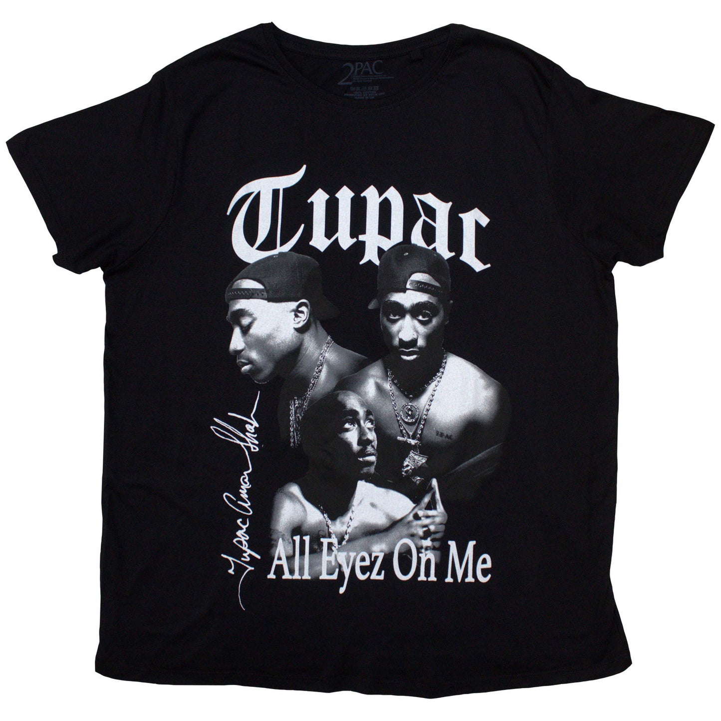 TUPAC - ALL EYEZ B&W - Ladies T-Shirt Black