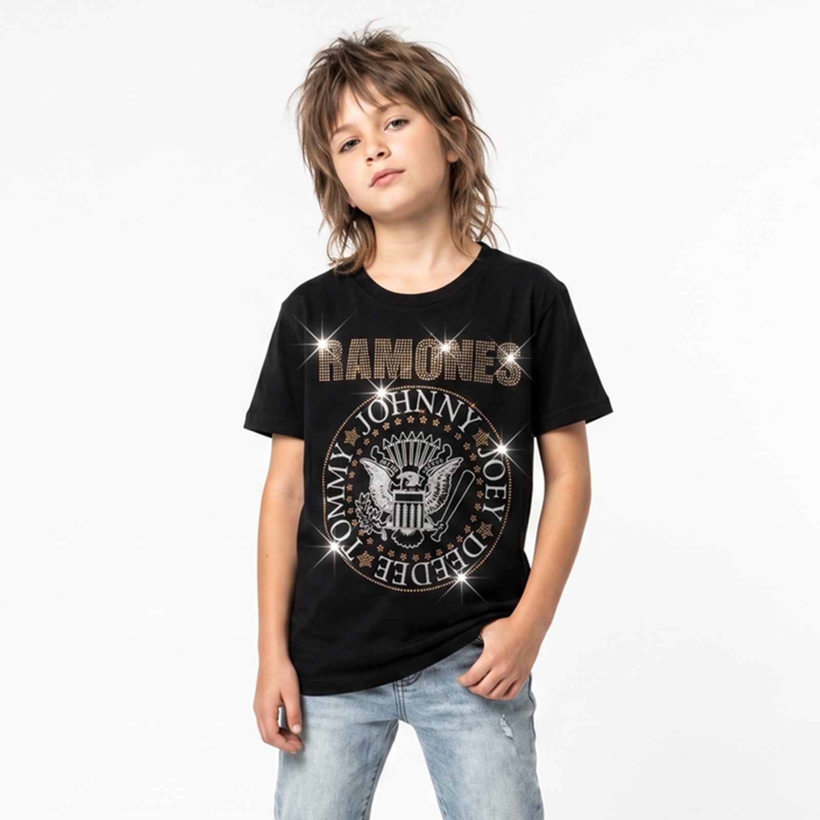 RAMONES - PRESIDENTIAL SEAL - Kids T-Shirt Black (Embellished)