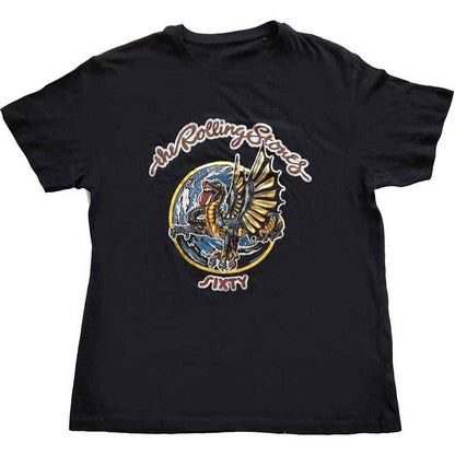 THE ROLLING STONES - SIXTY DRAGON GLOBE FOILED PRINT - T-Shirt Black
