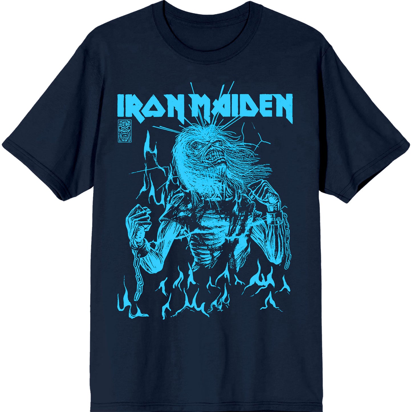 IRON MAIDEN - 50 LIFE AFTER DEATH FLAMES BLUE - T-Shirt Blue