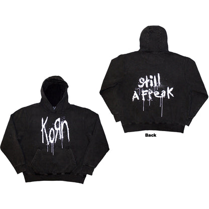 KORN - STILL A FREAK - Stone Wash Pullover Hoodie Grey (Back Print)