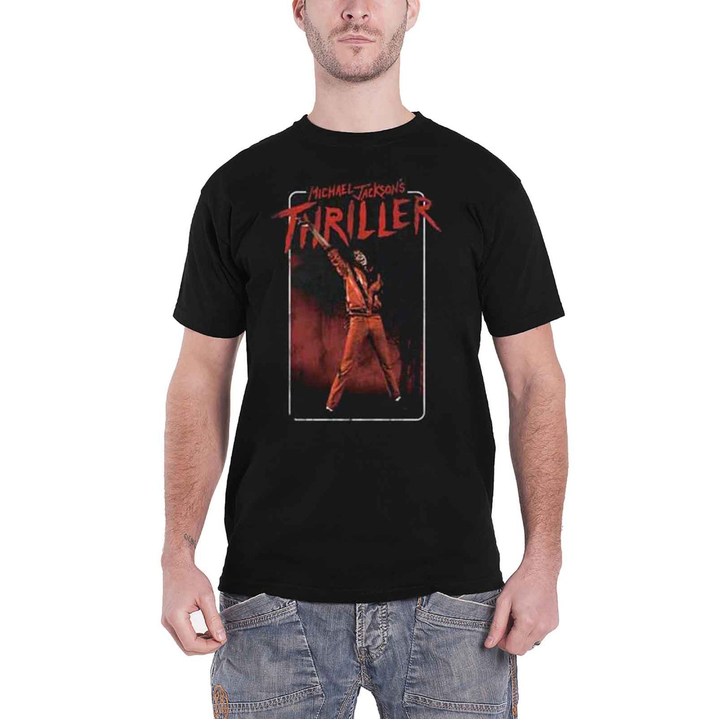 MICHAEL JACKSON - THRILLER WHITE RED SUIT - T-Shirt Black
