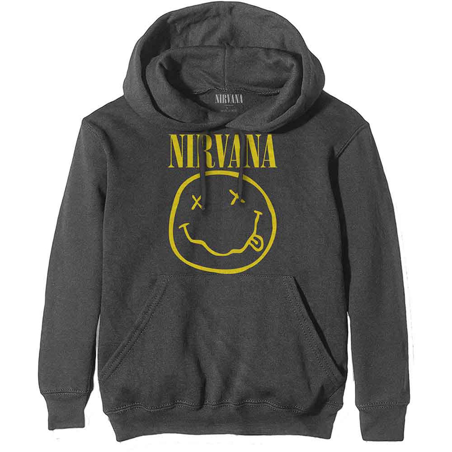 NIRVANA - YELLOW HAPPY FACE - Pullover Hoodie Grey