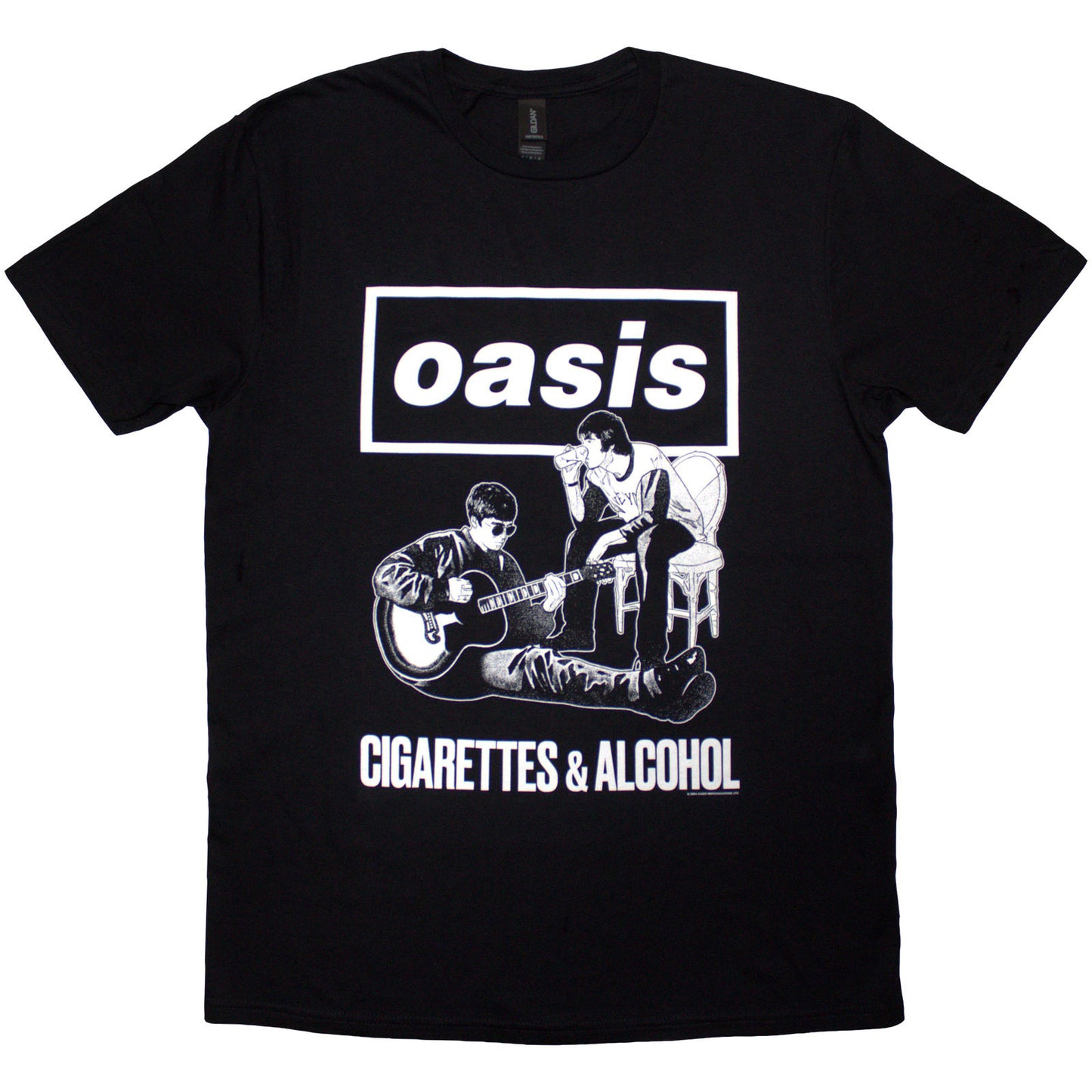 OASIS - CIGARETTES & ALCOHOL ILLUSTRATION MONO - T-Shirt Black