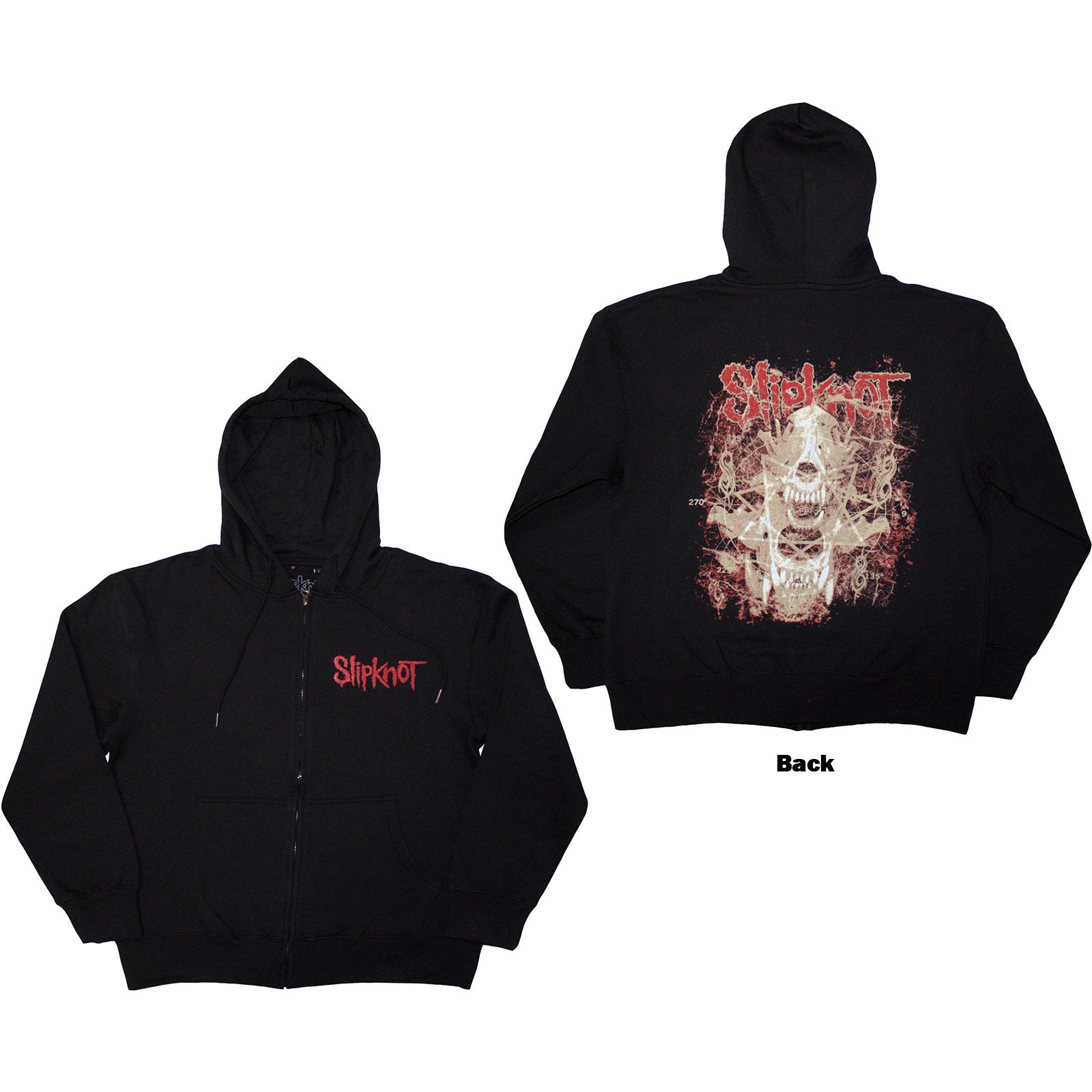 SLIPKNOT - SKULL TEETH - Zipped Hoodie Black (Back Print)