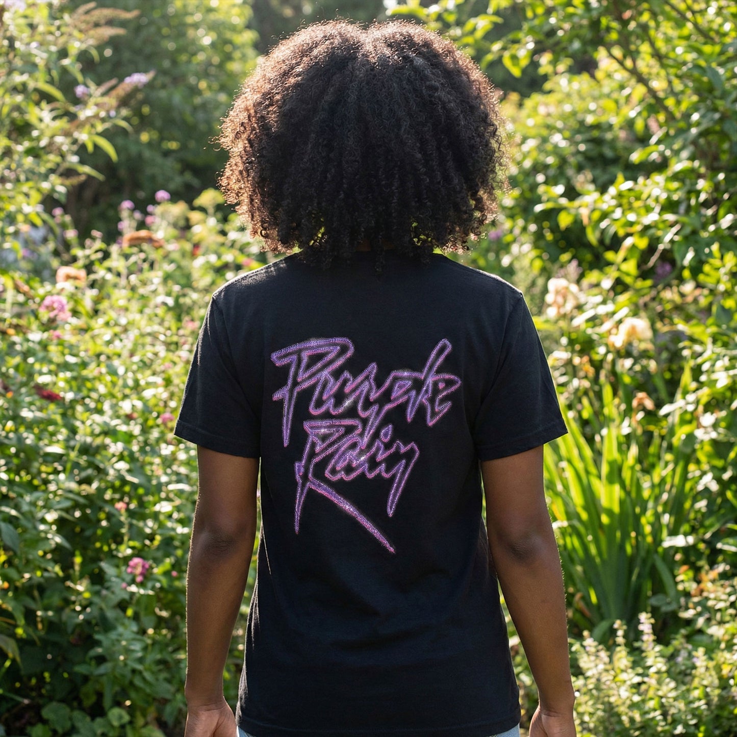PRINCE - PURPLE RAIN LOGO OUTLINE - Carbon T-Shirt Black (Back Print)