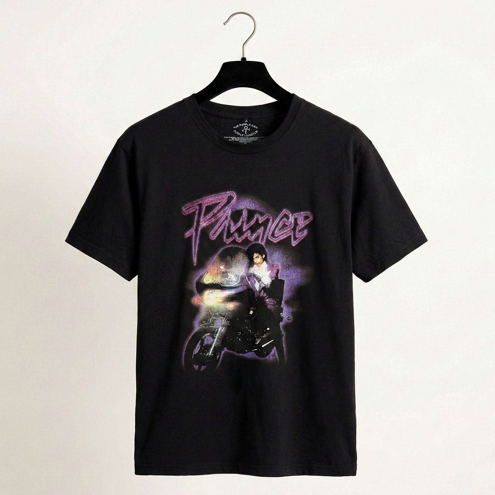 PRINCE - PURPLE RAIN LOGO OUTLINE - Carbon T-Shirt Black (Back Print)