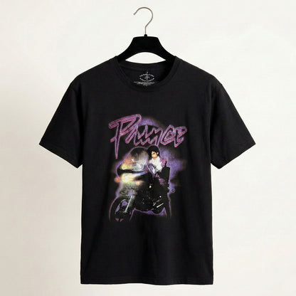 PRINCE - PURPLE RAIN LOGO OUTLINE - Carbon T-Shirt Black (Back Print)